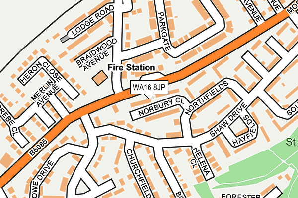 WA16 8JP map - OS OpenMap – Local (Ordnance Survey) WA16 8JP map - OS OpenMap – Local (Ordnance Survey)