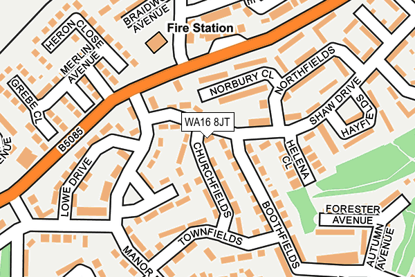 WA16 8JT map - OS OpenMap – Local (Ordnance Survey) WA16 8JT map - OS OpenMap – Local (Ordnance Survey)