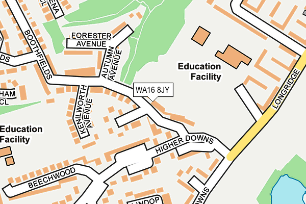 WA16 8JY map - OS OpenMap – Local (Ordnance Survey)