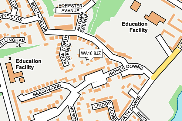 WA16 8JZ map - OS OpenMap – Local (Ordnance Survey) WA16 8JZ map - OS OpenMap – Local (Ordnance Survey)