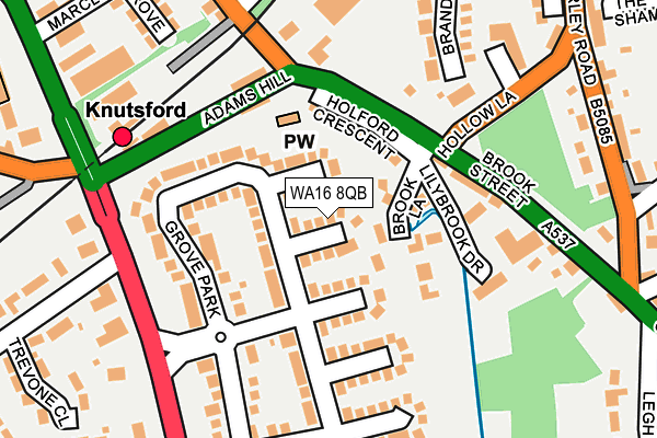 WA16 8QB map - OS OpenMap – Local (Ordnance Survey) WA16 8QB map - OS OpenMap – Local (Ordnance Survey)