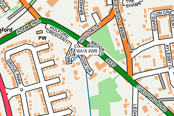 WA16 8WR map - OS OpenMap – Local (Ordnance Survey) WA16 8WR map - OS OpenMap – Local (Ordnance Survey)