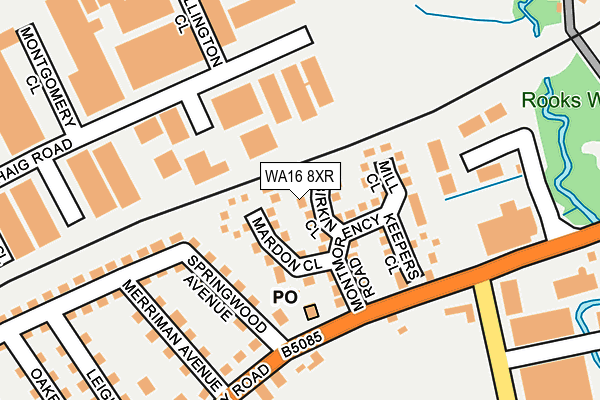 WA16 8XR map - OS OpenMap – Local (Ordnance Survey) WA16 8XR map - OS OpenMap – Local (Ordnance Survey)