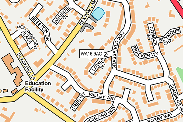 WA16 9AG map - OS OpenMap – Local (Ordnance Survey) WA16 9AG map - OS OpenMap – Local (Ordnance Survey)