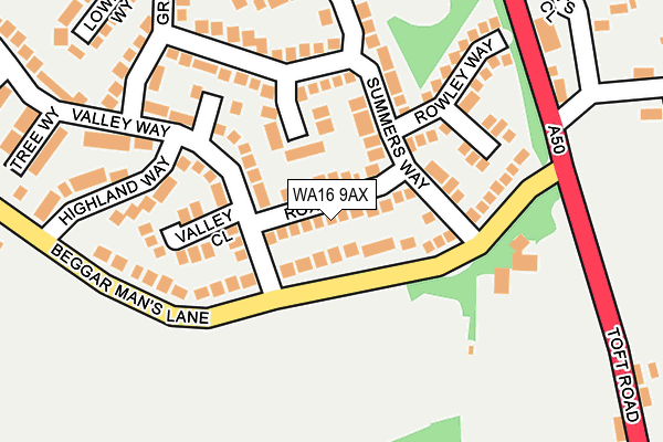 WA16 9AX map - OS OpenMap – Local (Ordnance Survey) WA16 9AX map - OS OpenMap – Local (Ordnance Survey)