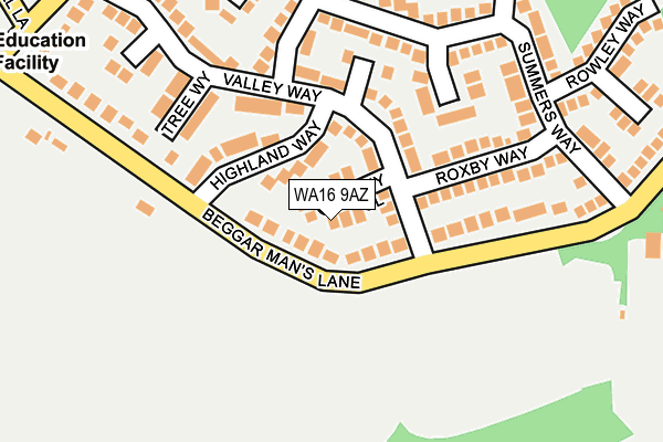 WA16 9AZ map - OS OpenMap – Local (Ordnance Survey) WA16 9AZ map - OS OpenMap – Local (Ordnance Survey)