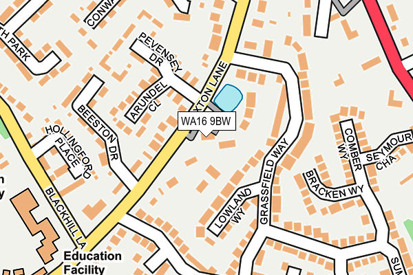 WA16 9BW map - OS OpenMap – Local (Ordnance Survey) WA16 9BW map - OS OpenMap – Local (Ordnance Survey)