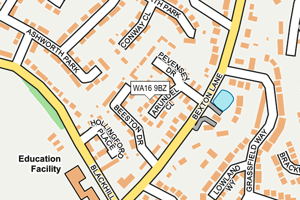 WA16 9BZ map - OS OpenMap – Local (Ordnance Survey) WA16 9BZ map - OS OpenMap – Local (Ordnance Survey)