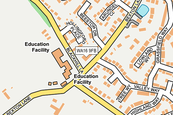 WA16 9FB map - OS OpenMap – Local (Ordnance Survey) WA16 9FB map - OS OpenMap – Local (Ordnance Survey)