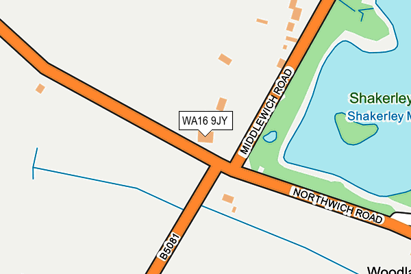 WA16 9JY map - OS OpenMap – Local (Ordnance Survey) WA16 9JY map - OS OpenMap – Local (Ordnance Survey)