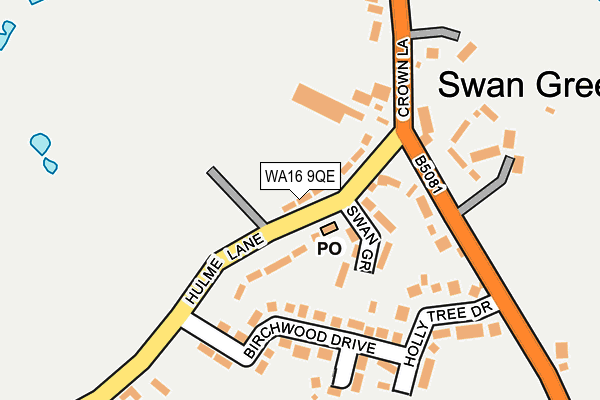 WA16 9QE map - OS OpenMap – Local (Ordnance Survey) WA16 9QE map - OS OpenMap – Local (Ordnance Survey)