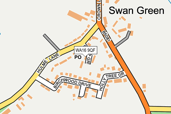 WA16 9QF map - OS OpenMap – Local (Ordnance Survey) WA16 9QF map - OS OpenMap – Local (Ordnance Survey)