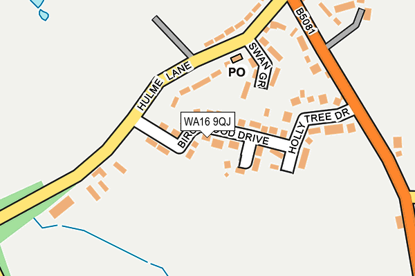 WA16 9QJ map - OS OpenMap – Local (Ordnance Survey) WA16 9QJ map - OS OpenMap – Local (Ordnance Survey)