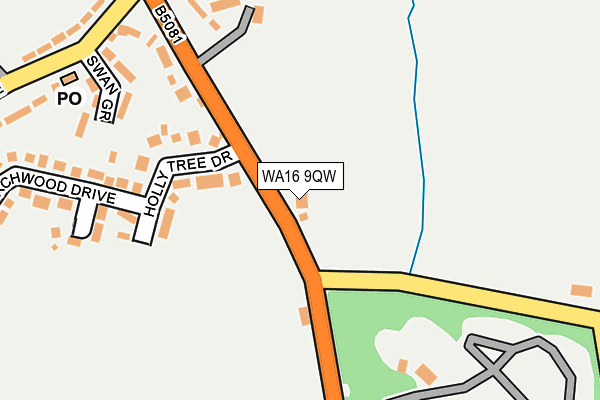 WA16 9QW map - OS OpenMap – Local (Ordnance Survey) WA16 9QW map - OS OpenMap – Local (Ordnance Survey)