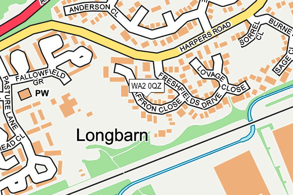 WA2 0QZ map - OS OpenMap – Local (Ordnance Survey)