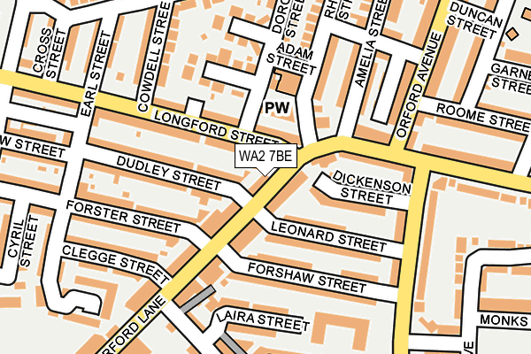 WA2 7BE map - OS OpenMap – Local (Ordnance Survey) WA2 7BE map - OS OpenMap – Local (Ordnance Survey)