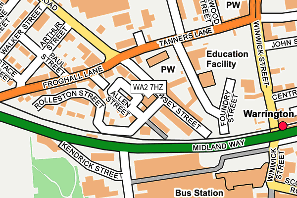 WA2 7HZ map - OS OpenMap – Local (Ordnance Survey) WA2 7HZ map - OS OpenMap – Local (Ordnance Survey)