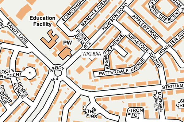 WA2 9AA map - OS OpenMap – Local (Ordnance Survey) WA2 9AA map - OS OpenMap – Local (Ordnance Survey)
