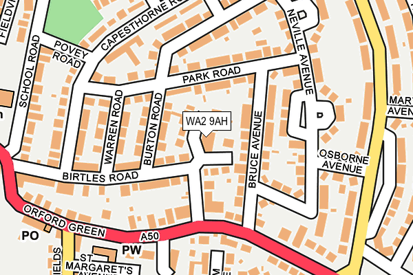 WA2 9AH map - OS OpenMap – Local (Ordnance Survey) WA2 9AH map - OS OpenMap – Local (Ordnance Survey)