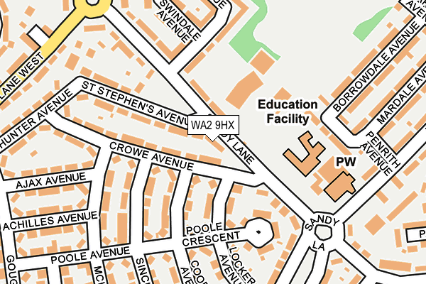WA2 9HX map - OS OpenMap – Local (Ordnance Survey) WA2 9HX map - OS OpenMap – Local (Ordnance Survey)