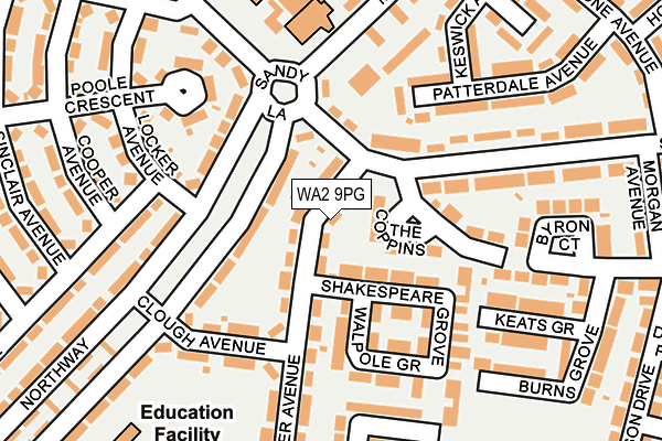 WA2 9PG map - OS OpenMap – Local (Ordnance Survey) WA2 9PG map - OS OpenMap – Local (Ordnance Survey)