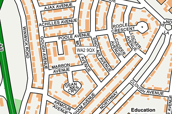 WA2 9QX map - OS OpenMap – Local (Ordnance Survey) WA2 9QX map - OS OpenMap – Local (Ordnance Survey)