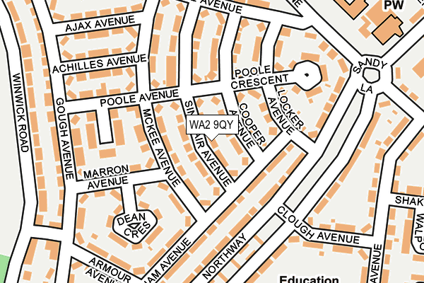 WA2 9QY map - OS OpenMap – Local (Ordnance Survey) WA2 9QY map - OS OpenMap – Local (Ordnance Survey)
