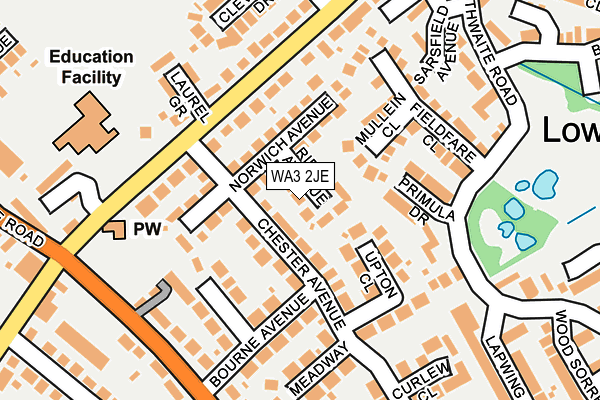 WA3 2JE map - OS OpenMap – Local (Ordnance Survey) WA3 2JE map - OS OpenMap – Local (Ordnance Survey)