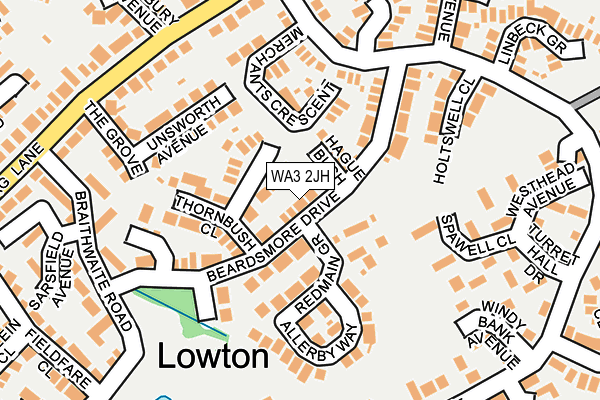 WA3 2JH map - OS OpenMap – Local (Ordnance Survey) WA3 2JH map - OS OpenMap – Local (Ordnance Survey)