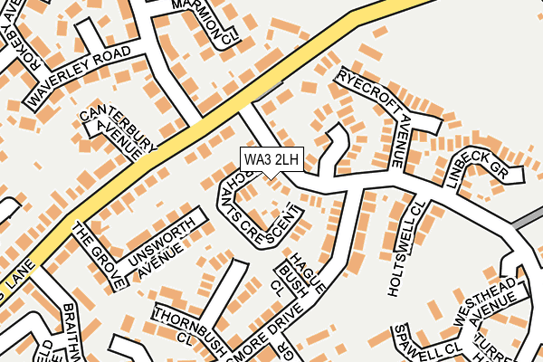 WA3 2LH map - OS OpenMap – Local (Ordnance Survey) WA3 2LH map - OS OpenMap – Local (Ordnance Survey)