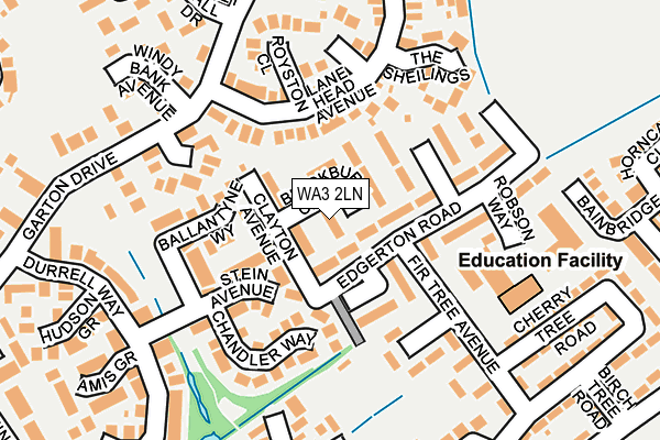 WA3 2LN map - OS OpenMap – Local (Ordnance Survey) WA3 2LN map - OS OpenMap – Local (Ordnance Survey)