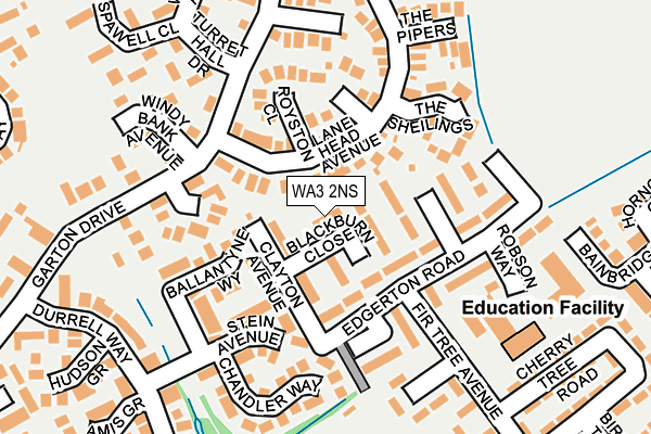 WA3 2NS map - OS OpenMap – Local (Ordnance Survey) WA3 2NS map - OS OpenMap – Local (Ordnance Survey)