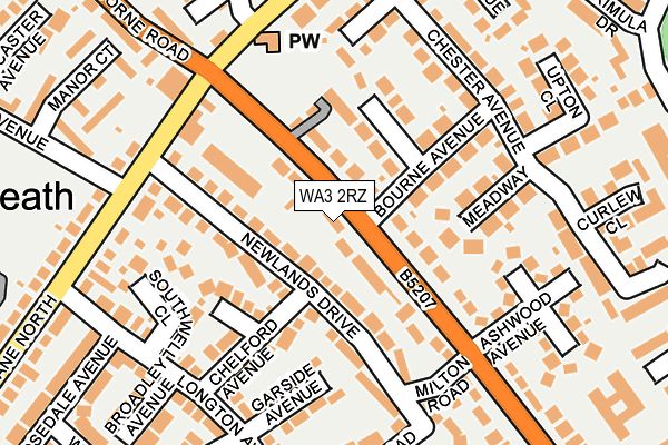 WA3 2RZ map - OS OpenMap – Local (Ordnance Survey) WA3 2RZ map - OS OpenMap – Local (Ordnance Survey)