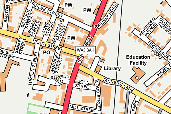 WA3 3AH map - OS OpenMap – Local (Ordnance Survey) WA3 3AH map - OS OpenMap – Local (Ordnance Survey)