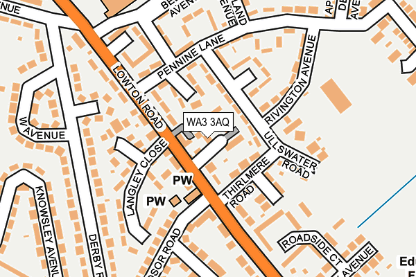 WA3 3AQ map - OS OpenMap – Local (Ordnance Survey) WA3 3AQ map - OS OpenMap – Local (Ordnance Survey)