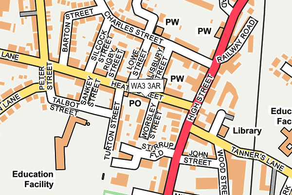 WA3 3AR map - OS OpenMap – Local (Ordnance Survey) WA3 3AR map - OS OpenMap – Local (Ordnance Survey)