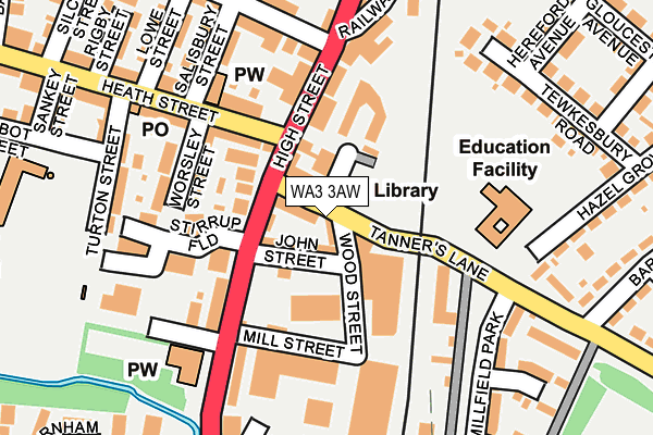 WA3 3AW map - OS OpenMap – Local (Ordnance Survey) WA3 3AW map - OS OpenMap – Local (Ordnance Survey)