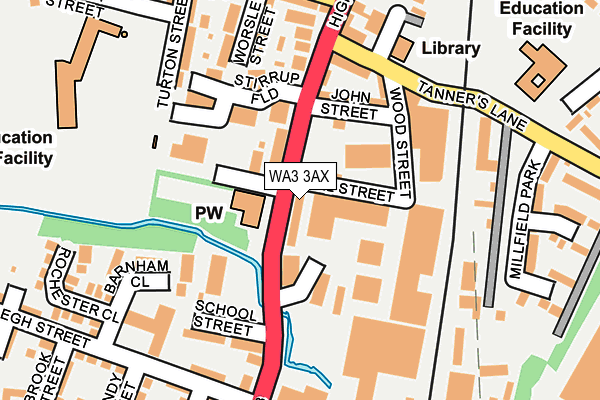 WA3 3AX map - OS OpenMap – Local (Ordnance Survey)