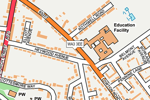 WA3 3EE map - OS OpenMap – Local (Ordnance Survey)