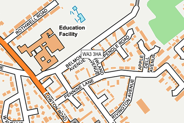 WA3 3HA map - OS OpenMap – Local (Ordnance Survey)