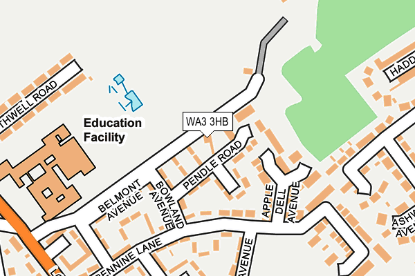 WA3 3HB map - OS OpenMap – Local (Ordnance Survey) WA3 3HB map - OS OpenMap – Local (Ordnance Survey)
