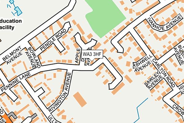 WA3 3HF map - OS OpenMap – Local (Ordnance Survey) WA3 3HF map - OS OpenMap – Local (Ordnance Survey)