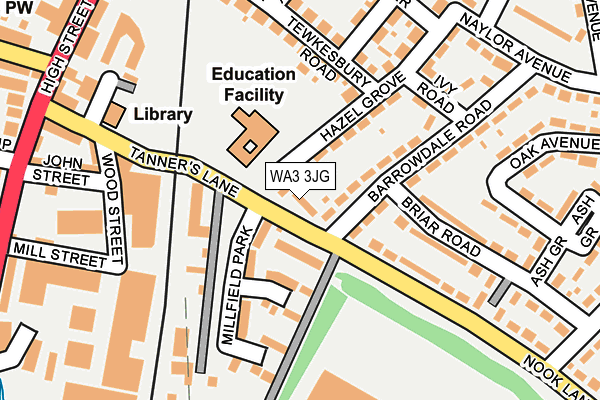 WA3 3JG map - OS OpenMap – Local (Ordnance Survey) WA3 3JG map - OS OpenMap – Local (Ordnance Survey)