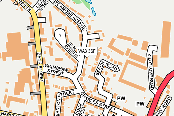 WA3 3SF map - OS OpenMap – Local (Ordnance Survey)