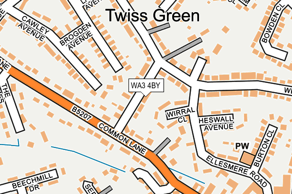 WA3 4BY map - OS OpenMap – Local (Ordnance Survey) WA3 4BY map - OS OpenMap – Local (Ordnance Survey)