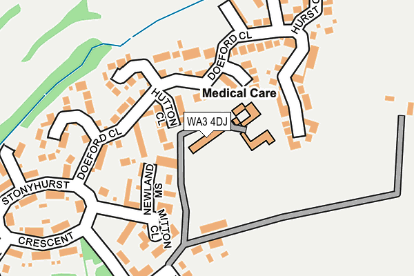 WA3 4DJ map - OS OpenMap – Local (Ordnance Survey) WA3 4DJ map - OS OpenMap – Local (Ordnance Survey)