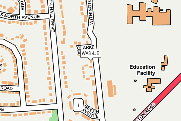 WA3 4JE map - OS OpenMap – Local (Ordnance Survey) WA3 4JE map - OS OpenMap – Local (Ordnance Survey)