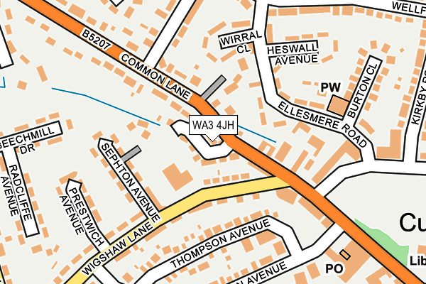 WA3 4JH map - OS OpenMap – Local (Ordnance Survey) WA3 4JH map - OS OpenMap – Local (Ordnance Survey)