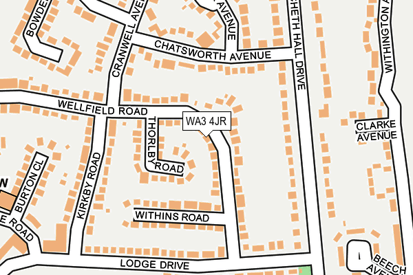 WA3 4JR map - OS OpenMap – Local (Ordnance Survey) WA3 4JR map - OS OpenMap – Local (Ordnance Survey)