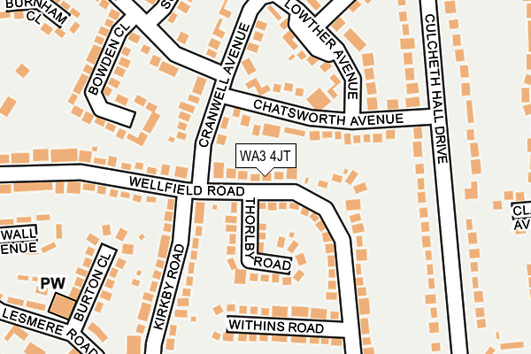 WA3 4JT map - OS OpenMap – Local (Ordnance Survey) WA3 4JT map - OS OpenMap – Local (Ordnance Survey)
